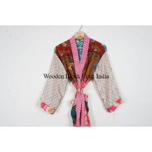 Women's Floral Spring <b>Nighty</b> Silk <b>Long</b> Sleeve Bohemian Kimono Robe with Drawstring Closure Breathable Summer Party Wear - Product Image 2