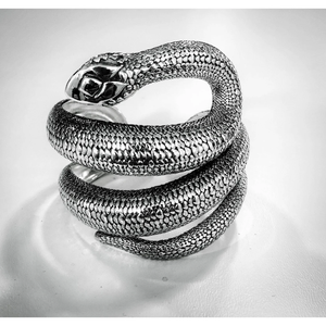 Brazalete de serpiente de Plata de Ley 925 ancho hecho a mano, pulsera de serpiente de declaración de inspiración griega para joyería de moda Unisex - Product Image 1