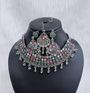 Tendance Antique Argent Floral Design Oxydé Mariage Fiançailles Bijoux Ras Du Cou Ensemble pour les Femmes au Prix de Gros - Product Image 1