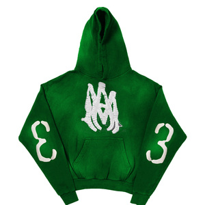 Acid Sun Fad Washed 100% Cotton Fleece Sudadera con capucha de gran tamaño para hombre Bordado 3D personalizado Ropa de calle Jersey Chaqueta de invierno - Product Image 2