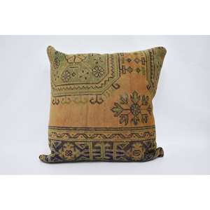 Cojín Decorativo Bohemio Vintage de Lana Tejida Kantha con Parches, 28x28 Pulgadas, Marrón, Ecológico, Antideslizante, para Cama o Suelo - Product Image 1