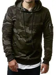 Sweat-shirts à capuche pour hommes de haute qualité, camouflage, tissu léger, logo personnalisé, streetwear, sweat-shirts à capuche unis, 100% coton molleton - Product Image 2