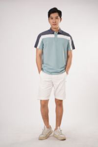 Polo de coupe régulière, polos élégants en polyester piqué à rayures contrastées pour femmes, uniformes d'affaires, fabricant de vêtements pour femmes - Product Image 3