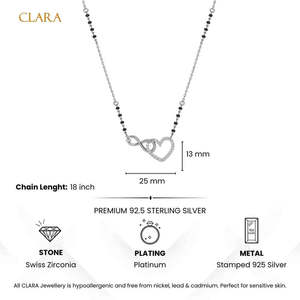 NOVAMART Fine Vintage Heart-Shaped Silver Mangalsutra with Bezel Setting Gift for <b>Wives</b> in White Gold Rose Diamond Jade Zircon M - Product Image 6