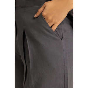 Pantalones de Pierna Ancha de Cintura Alta Estilo Casual, Corte Regular, Pliegues Delanteros, Tela Crepé Antiarrugas para Verano WM-COD-SS25-359B - Product Image 4