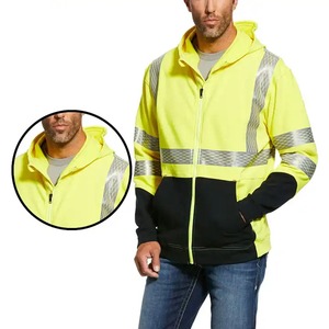 แจ็กเก็ตซิปสะท้อนแสงสีเหลืองมะนาวชุดทำงานก่อสร้างสะท้อนแสงมองเห็นได้ชัดเจน - Product Image 4