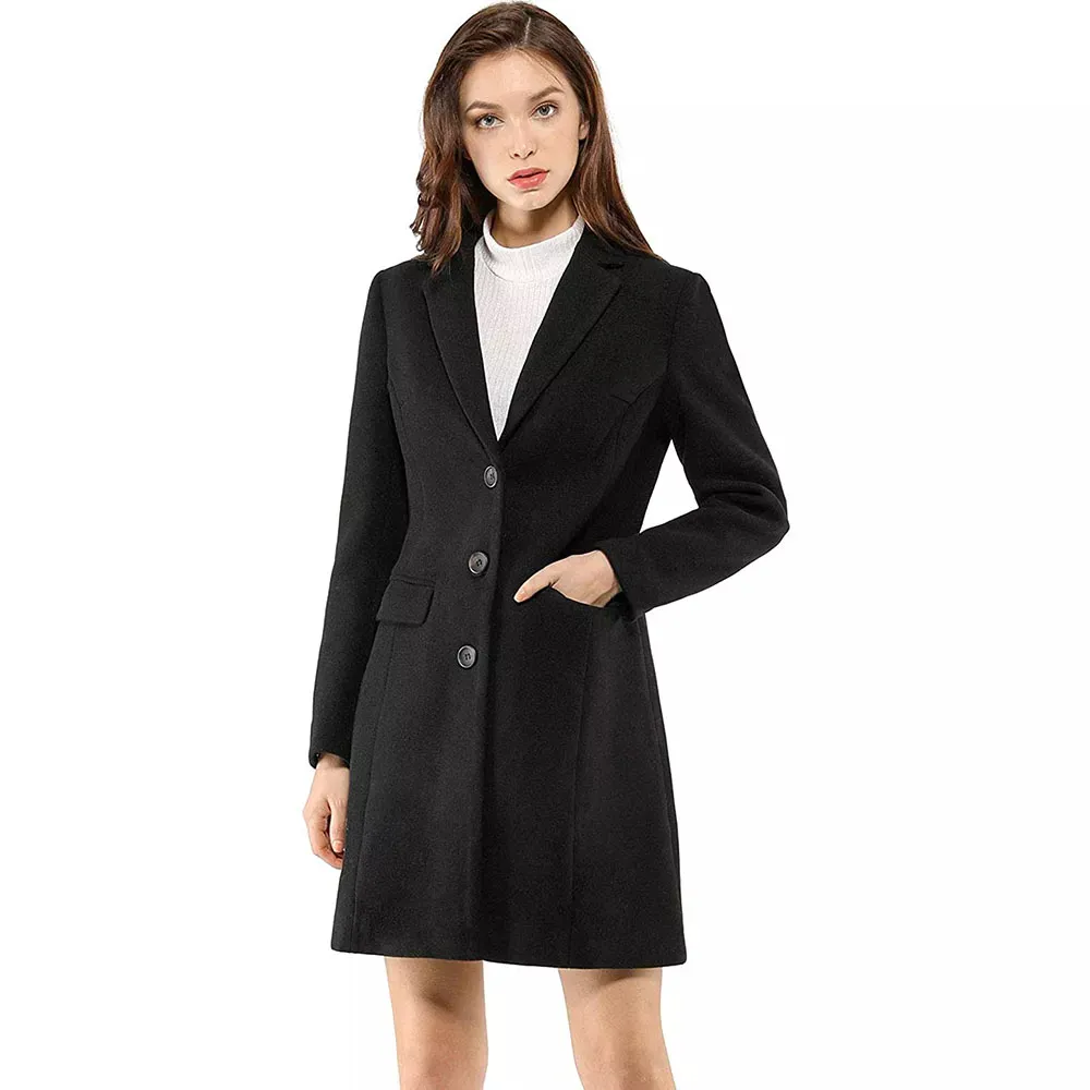 Winter Women Brand Design Luxury Wool Blend Thicken Long Coat Back Split With Double Breasted