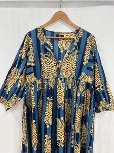 Femmes été décontracté lâche Mini robe Handblock Floral tigre imprimé bloc imprimé Midi taille naturelle filles Match parfait - Product Image 2