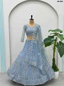 Ensemble Lehenga Choli indien en tissu filet papillon avec sequins et broderie de cordon, et dupatta en filet lourd - Product Image 6