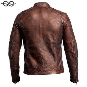 Veste de motard en cuir d'agneau véritable personnalisée pour hommes en noir marron véritable veste de moto vintage d'extérieur avec matériau en duvet - Product Image 3