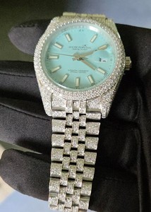 Montre chronographe haut de gamme pour homme en acier inoxydable avec diamant moissanite, étanche 5 ATM, affichage analogique, mouvement à quartz – Meilleur prix - Product Image 3