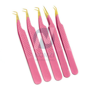 คีมหนีบขนตาสแตนเลสสีชมพูปลายแหลมสีทองปลายแหลม - Product Image 3