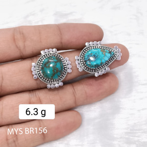 Joyería fina clásica de plata 925 sólida para mujer, Plata de Ley 925, piedra preciosa turquesa, estilo bohemio, anillo hecho a mano, regalo para mamá - Product Image 3