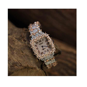 VVS Lab Grown Diamond Montre de luxe avec boîtier en acier inoxydable or rose Affichage analogique entièrement glacé Édition limitée Bracelet en caoutchouc - Product Image 2