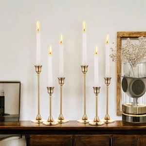 Vintage gold <b>candle</b> holder set for <b>taper</b> <b>candles</b> adds a royal touch to weddings home decor and festive table arrangements - Product Image 3