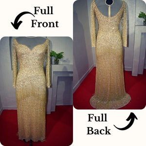 Rajgadhia ชุดราตรีประดับลูกปัดสำหรับผู้หญิง, ชุดราตรียาวคอกลมแขนยาวผ้าปะติดสไตล์ปาร์ตี้ไซส์ใหญ่พิเศษรอบเอวธรรมชาติ - Product Image 4