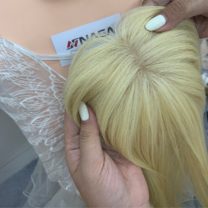 Peluca de Encaje Completo, Cabello Largo Rubio Natural con Flequillo, Base de Encaje Suizo Transparente, Tamaño Promedio, Cabello Humano Remy - Product Image 5