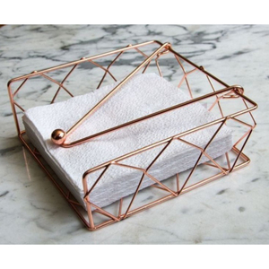 Support à serviettes en fer de qualité créative, moderne, géométrique, en fil métallique doré rose, décoration de table à manger pour utilisation au restaurant - Product Image 1