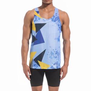 Sublimated <b>Knitted</b> Breathable Casual Hooded Polyester/Cotton Tight Quick-drying Compression Sports <b>Tank</b> <b>Top</b> Men's Running - Product Image 2