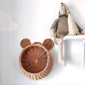 Natural <b>Basket</b> or Wall <b>Shelf</b> Bear Rattan Decor Bedroom for Kid Wall Decor for Bedroom OEM Customized Vietnam Handmade - Product Image 5