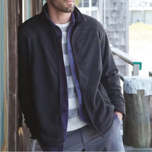 Veste pour homme coupe-vent d'hiver à fermeture éclair avec doublure imprimée en denim de coton imperméable à col montant sur le devant - Product Image 5