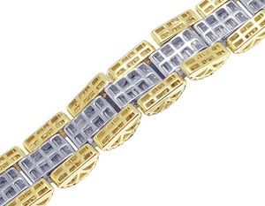 Bracelet élégant en diamant de laboratoire rond et taille baguette avec sertissage détaillé et finition brillante en or jaune 10 carats - Product Image 3