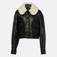 2025 nouveau Style court en cuir véritable Bomber veste col en peau de mouton femmes veste en cuir bonne qualité avec service personnalisé