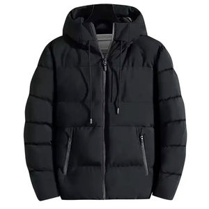 Chaqueta acolchada de invierno para hombre con logotipo estampado personalizado abrigo de algodón a prueba de viento y repelente con capucha cuello holgado OEM - Product Image 2