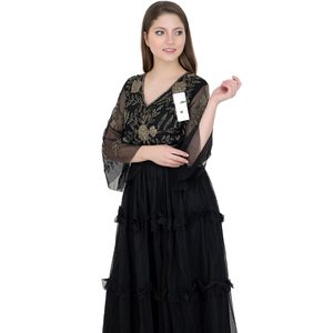 Perle robe de soirée décontracté à manches longues évasées Cocktail fête mariage anniversaire soirée or perles travail pour femmes dames perles Sequin - Product Image 1