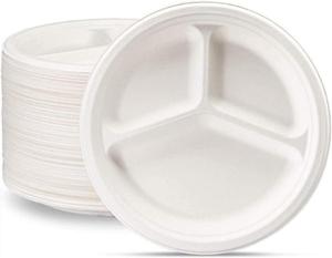 Assiettes compostables micro-ondables pour aliments chauds assiettes jetables résistantes aux fuites pour plats saucy assiettes compostables en gros - Product Image 1