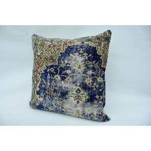 Blue <b>Vintage</b> Paisley Patchwork Wool Pillow 32x32 Inch Decorative Cushion Portable for <b>Bedding</b> Floor Square Ring for Christmas - Product Image 3