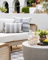 Cadre en teck de canapé de jardin de style moderne de haute qualité avec tissu tissé en osier imperméable pour la maison, l'hôtel et le salon.