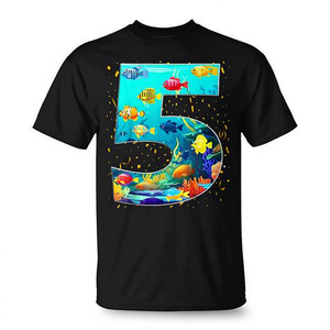 5th Birthday Boy <b>T</b>-<b>Shirt</b> for Sea <b>Fish</b> Aquarium Theme 5 Year Old Birthday Party Promotional <b>T</b>-<b>Shirt</b> - Product Image 2
