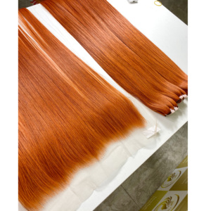 วิกผมเวียดนามสีส้มอ่อนแบบตรงธรรมชาติ คุณภาพสูง 100% เส้นผมแท้แบบ Remy พร้อมเชือกผูกผมด้านหน้า - Product Image 3