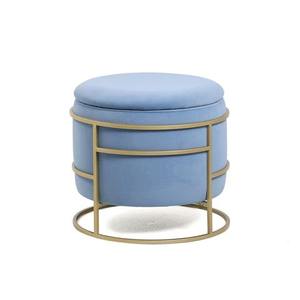 Nuevo Taburete Otomano Metálico Azul Pequeño de Última Tendencia, Asiento Decorativo para el Hogar, Hoteles y Villas, Taburete Otomano Acolchado - Product Image 5