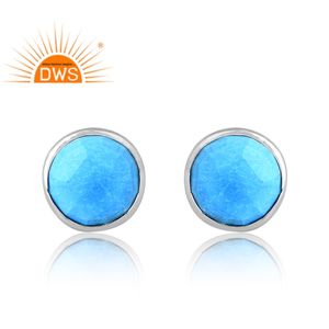 Pendiente de piedras preciosas de turquesa Natural Chapado en paladio de Plata de Ley 925 de diseño elegante, joyería personalizada para mujer, regalo para ella - Product Image 1