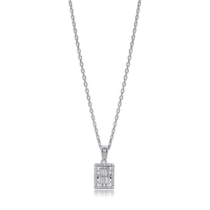 Rectángulo geométrico diseño circón piedra encanto collar turco hecho a mano venta al por mayor 925 plata esterlina joyería fina - Product Image 1