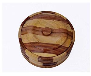 Caja Chapati de madera maciza ventajosa, contenedor Roti de forma redonda de tamaño mediano con asa para Cocina Casera para uso en almacenamiento de alimentos - Product Image 3