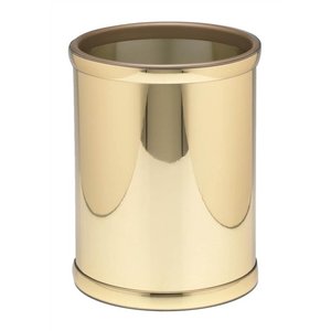 Cesta de basura de metal redonda decorativa de latón AK en acabado blanco y dorado para decoración interior del hogar/decoración interior - Product Image 2