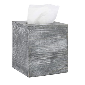 Paquete de 2 cubiertas de caja de pañuelos cuadradas de madera sin terminar 5,1x5,1x6 en soporte de pañuelos para proyectos de manualidades caseras colgantes - Product Image 3