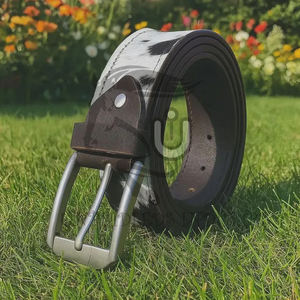 Ceinture en cuir de vache à poils naturels, boucle en alliage, fabrication artisanale |   Ceinture à imprimé animal de qualité supérieure, durable et écologique - Product Image 2