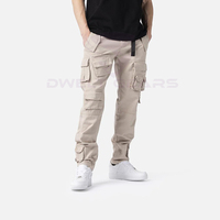 Pantalon cargo militaire taille basse en toile personnalisé avec logo pour hommes, plusieurs poches, imperméable et respirant, vente en gros