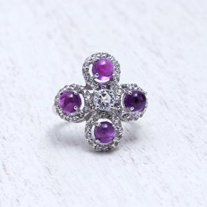 Anillo de ajuste de punta de Plata de Ley 925 con piedra preciosa de amatista facetada, joyería fina con color púrpura para bodas - Product Image 1