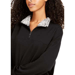 Felpa Leggera in Seta Hippie Rose Junior, Traspirante con Fodera in Sherpa, Zip a Quarto, Logo Stampato, Invernale, Nera, Taglia Large - Product Image 2