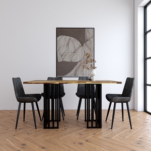 โต๊ะรับประทานอาหารทรงสี่เหลี่ยม Anzio ขนาด 140/160x80 ซม. ท็อปไม้กระถินเทศ ขาเหล็ก ประกอบสำเร็จและขยายได้ สำหรับใช้ในบ้าน/สำนักงาน-BA68049 - Product Image 3