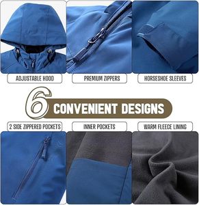 Veste Softshell Imperméable pour Homme avec Doublure en Polaire, Coupe-Vent Léger, Manteau de Pluie à Capuche pour Sports de Plein Air - Product Image 4
