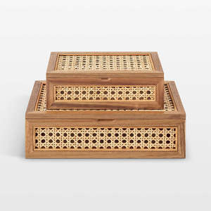 Nuevos diseños Rattan Box Bastón y cajas decorativas de madera con tapas Variedad OEM de tamaños Hecho a mano de Vietnam - Product Image 5