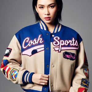 Streetwear Mode Coton Remplissage Chenille Broderie Shell Letterman Veste Manches En Cuir Personnalisé Haute Qualité Varsity Veste - Product Image 5