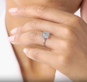 Bague de mariage en or jaune 10 carats, or rose et or blanc, taille princesse, diamant cultivé en laboratoire, bague de fiançailles en diamant taillé princesse - Product Image 2