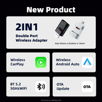 Adaptador MINI de Carplay con Cable a Inalámbrico para Apple CarPlay y Android Auto, 2 en 1, Mini Adaptador Inalámbrico para Carplay
